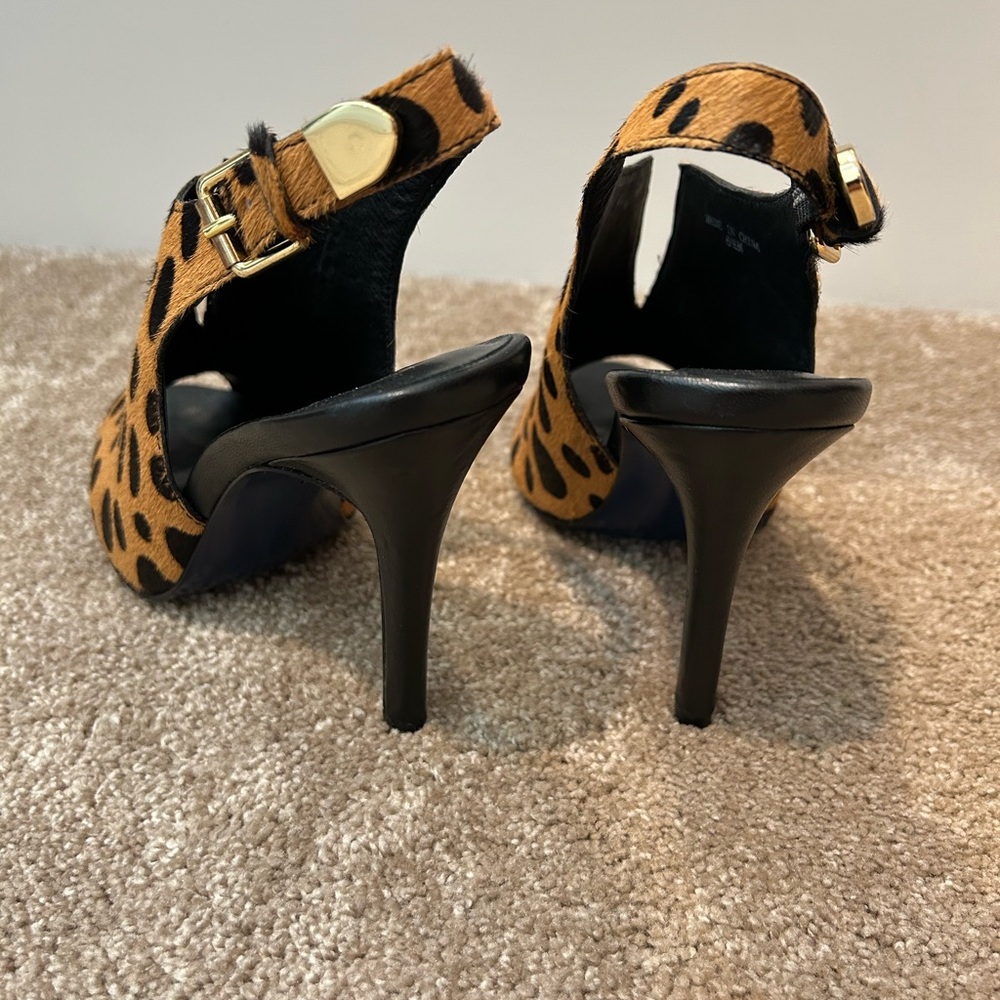 Rebecca Minkoff Leopard Calf Hair Heels Size 6 1/2 M - Picture 6 of 8